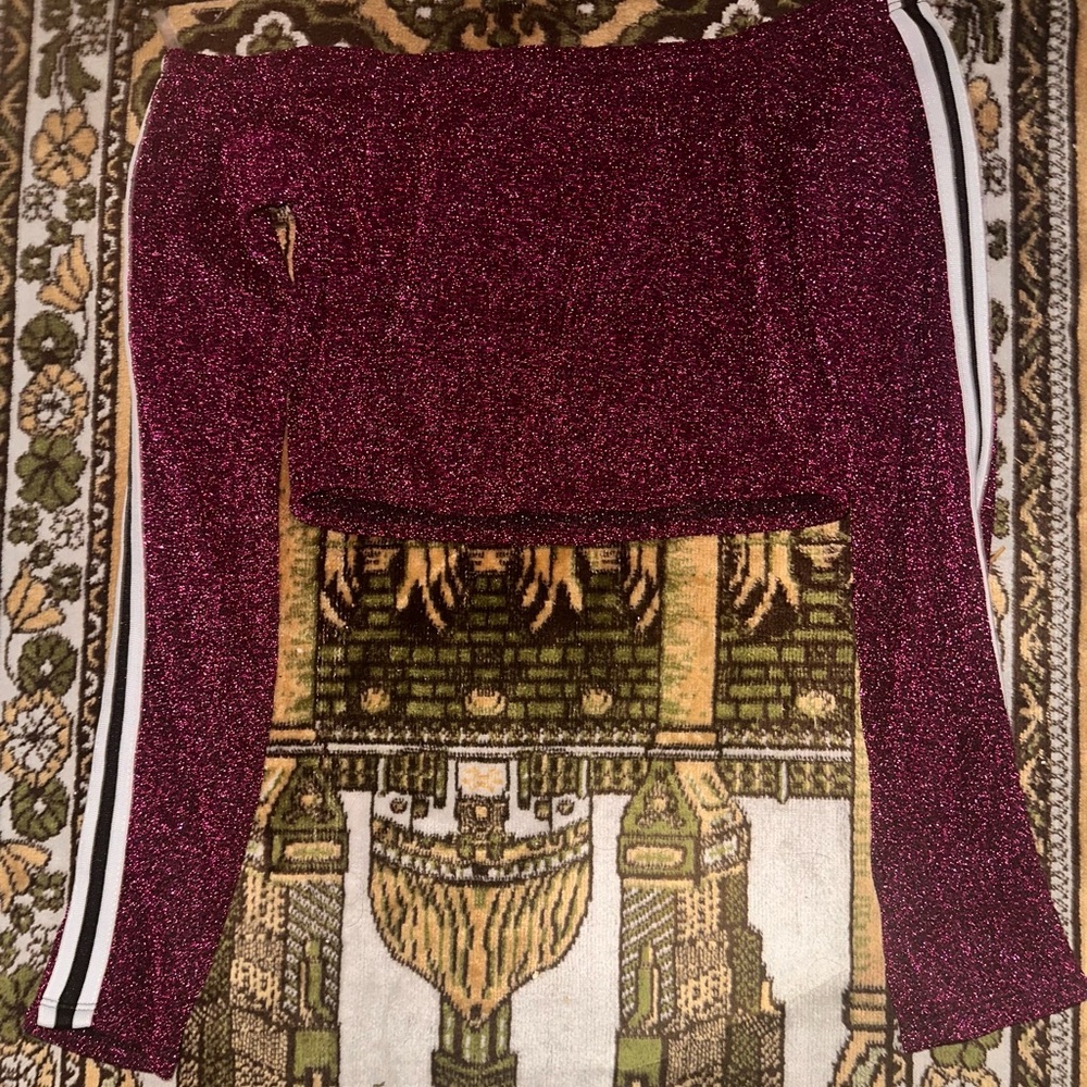 Sparkly Burgundy Off-Shoulder Top
